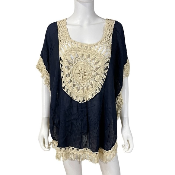 Kori America Lace Crochet Poncho Top - Picture 6 of 8